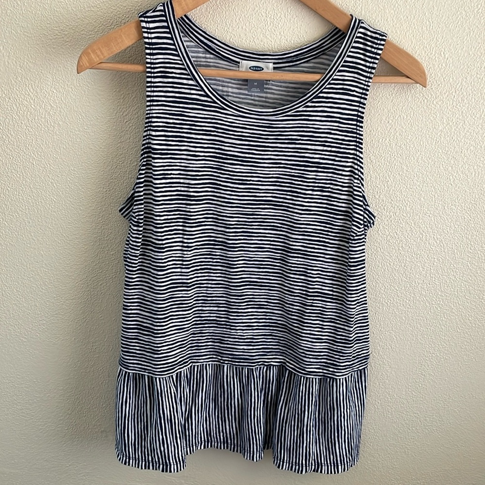 Old Navy Women’s tank with navy and white stripes | size medium